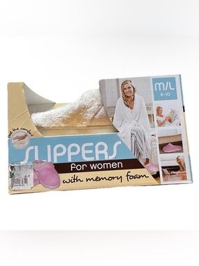 Blue Star Soft Step Memory Foam Slippers Women’s M/L 8-10 White